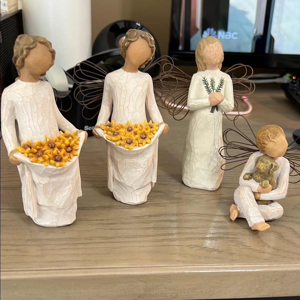 Willow Tree Angel Figurines - Cream and Brown